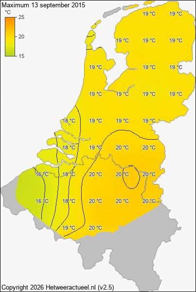 Maximum temperatuur 13 september 2015