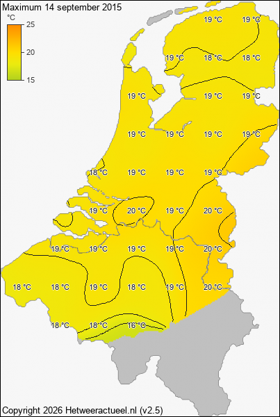 Maximum temperatuur 14 september 2015