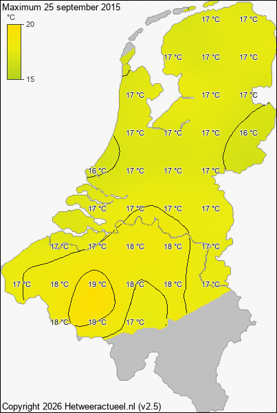 Maximum temperatuur 25 september 2015