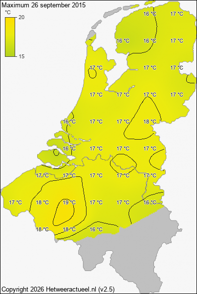 Maximum temperatuur 26 september 2015
