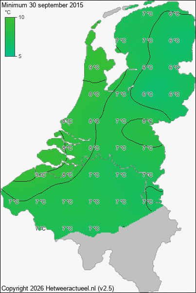 Minimum temperatuur 30 september 2015