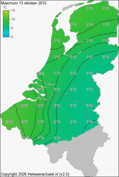 Maximum temperatuur 13 oktober 2015