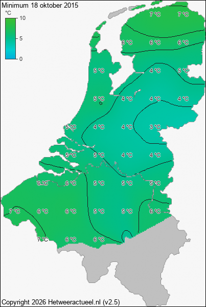 Minimum temperatuur 18 oktober 2015