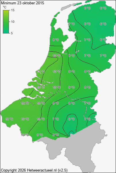 Minimum temperatuur 23 oktober 2015