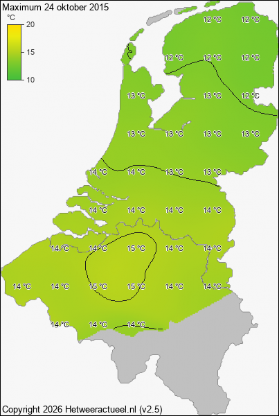 Maximum temperatuur 24 oktober 2015