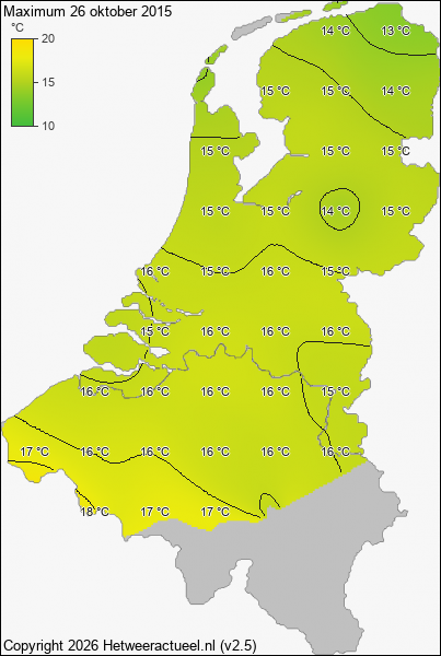 Maximum temperatuur 26 oktober 2015