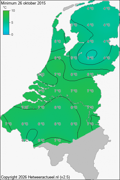 Minimum temperatuur 26 oktober 2015