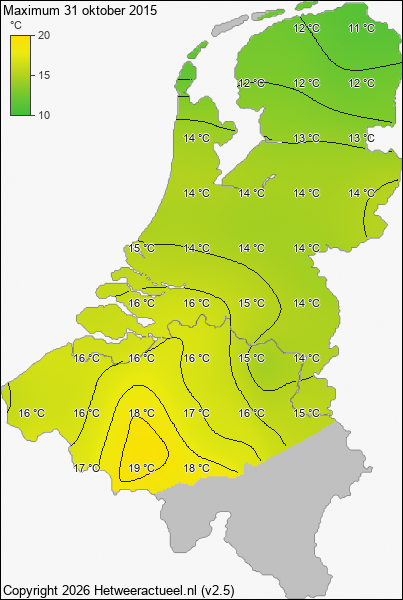 Maximum temperatuur 31 oktober 2015