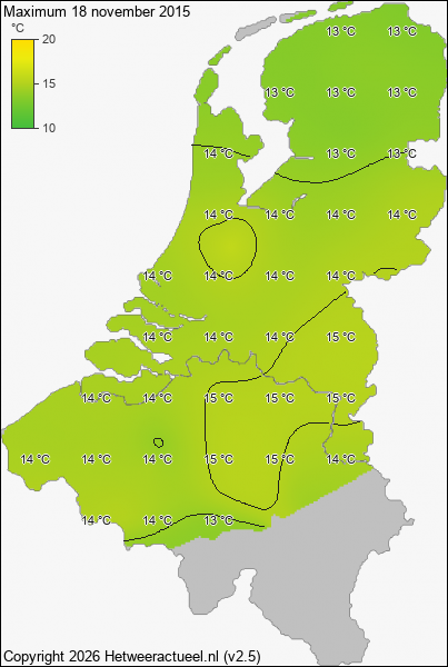 Maximum temperatuur 18 november 2015