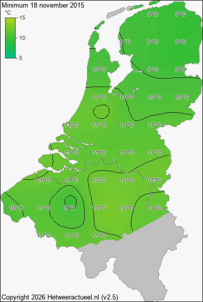 Minimum temperatuur 18 november 2015