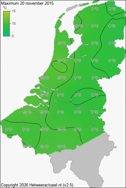 Maximum temperatuur 20 november 2015