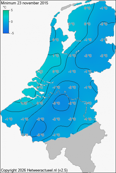 Minimum temperatuur 23 november 2015