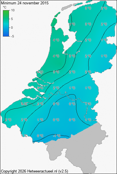 Minimum temperatuur 24 november 2015