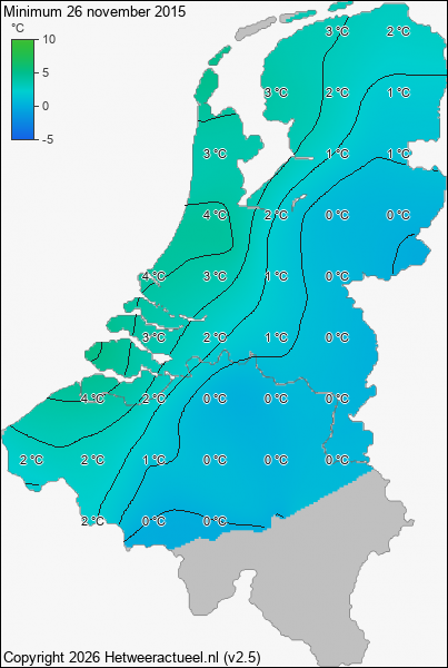 Minimum temperatuur 26 november 2015