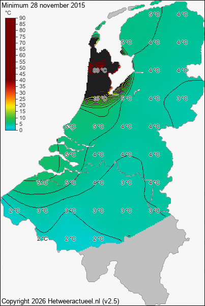 Minimum temperatuur 28 november 2015