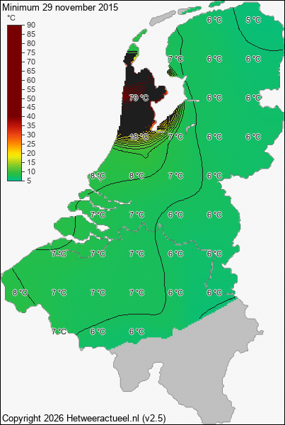 Minimum temperatuur 29 november 2015