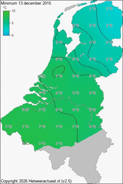 Minimum temperatuur 13 december 2015