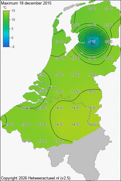Maximum temperatuur 18 december 2015