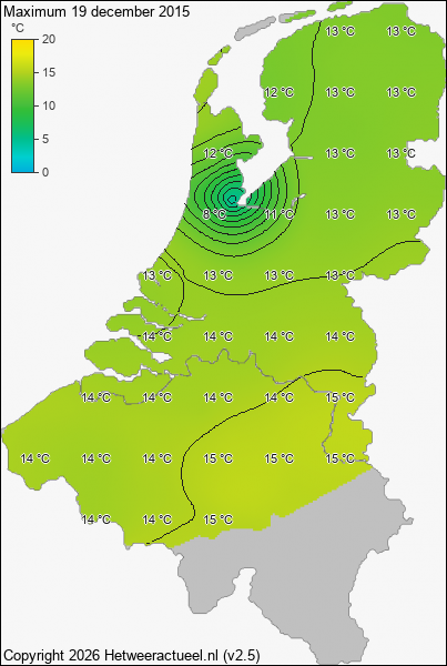 Maximum temperatuur 19 december 2015