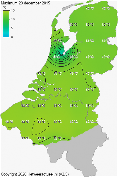 Maximum temperatuur 20 december 2015