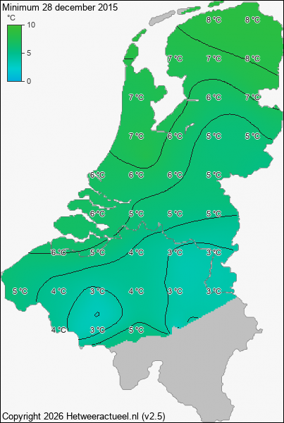 Minimum temperatuur 28 december 2015