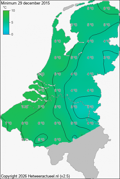 Minimum temperatuur 29 december 2015