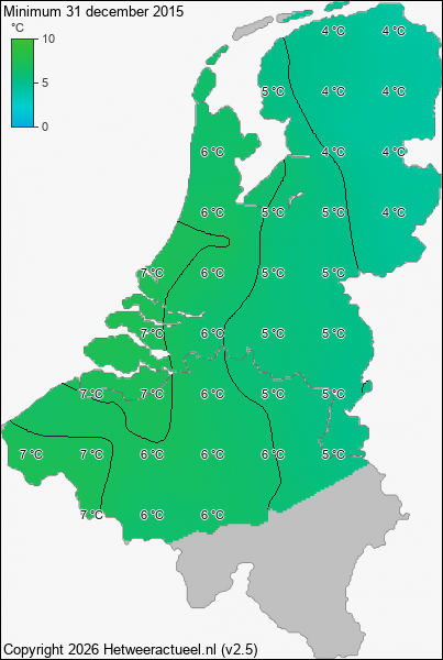 Minimum temperatuur 31 december 2015