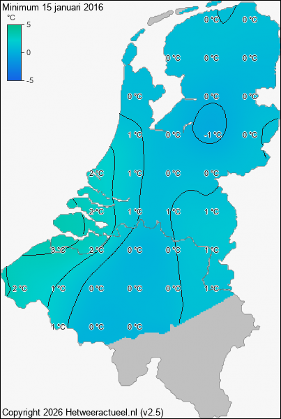 Minimum temperatuur 15 januari 2016