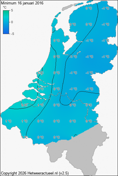 Minimum temperatuur 16 januari 2016