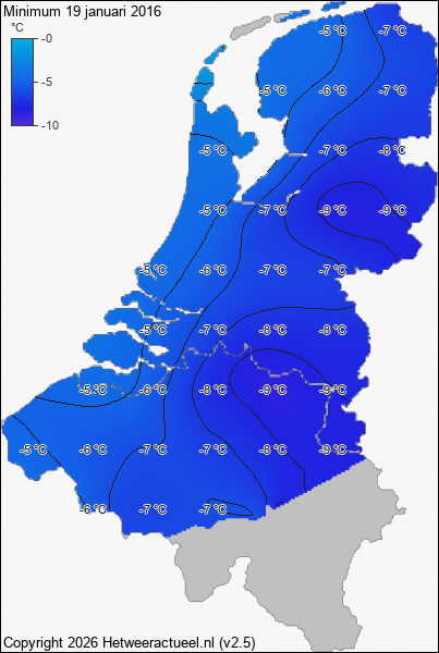 Minimum temperatuur 19 januari 2016