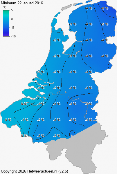 Minimum temperatuur 22 januari 2016