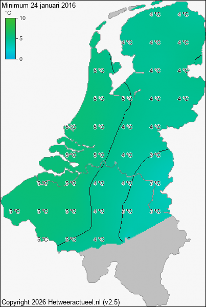 Minimum temperatuur 24 januari 2016
