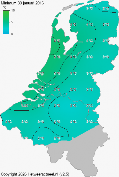 Minimum temperatuur 30 januari 2016