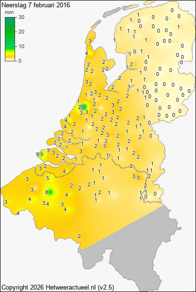 Neerslag 7 februari 2016