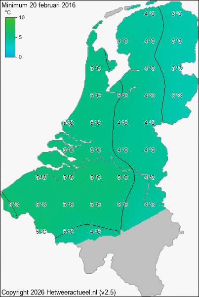 Minimum temperatuur 20 februari 2016