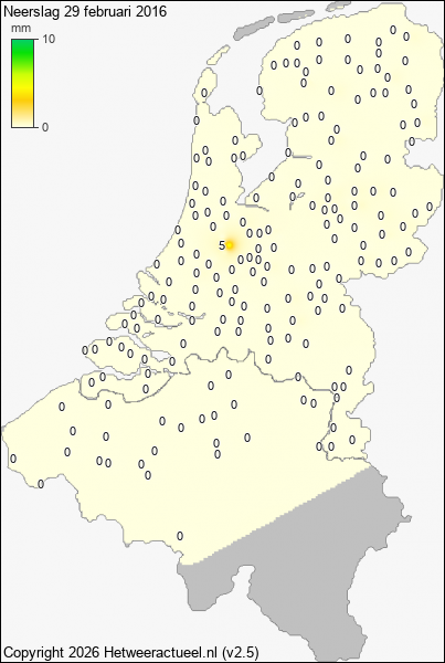 Neerslag 29 februari 2016