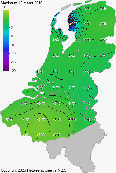 Maximum temperatuur 15 maart 2016