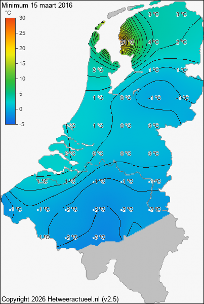 Minimum temperatuur 15 maart 2016