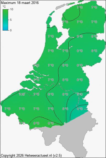 Maximum temperatuur 18 maart 2016