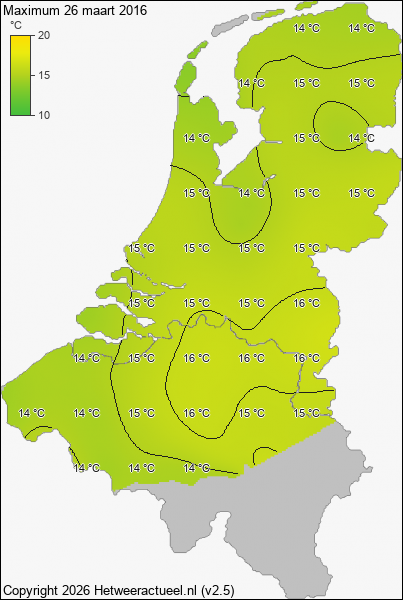 Maximum temperatuur 26 maart 2016