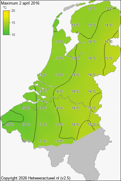 Maximum temperatuur 2 april 2016