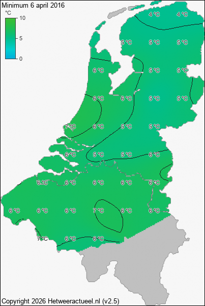 Minimum temperatuur 6 april 2016