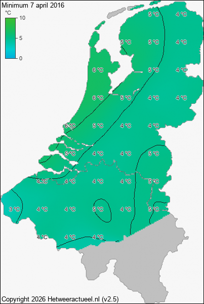Minimum temperatuur 7 april 2016