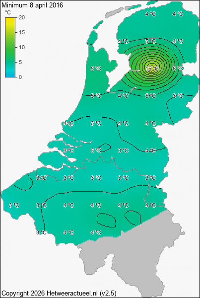 Minimum temperatuur 8 april 2016