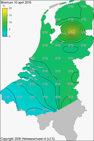 Minimum temperatuur 10 april 2016
