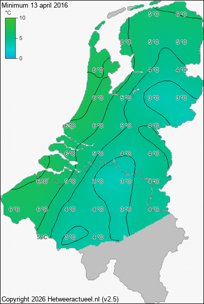 Minimum temperatuur 13 april 2016