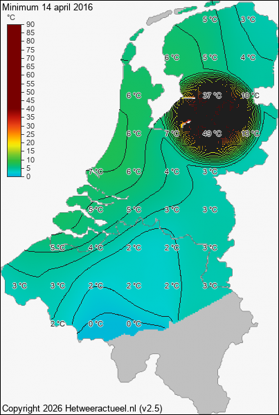 Minimum temperatuur 14 april 2016