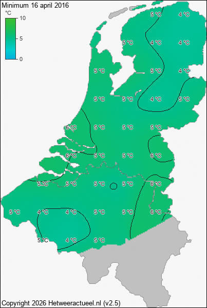 Minimum temperatuur 16 april 2016