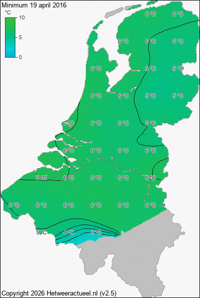 Minimum temperatuur 19 april 2016