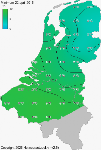 Minimum temperatuur 22 april 2016